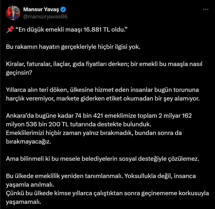 Mansur Yavaş'ın açıklaması